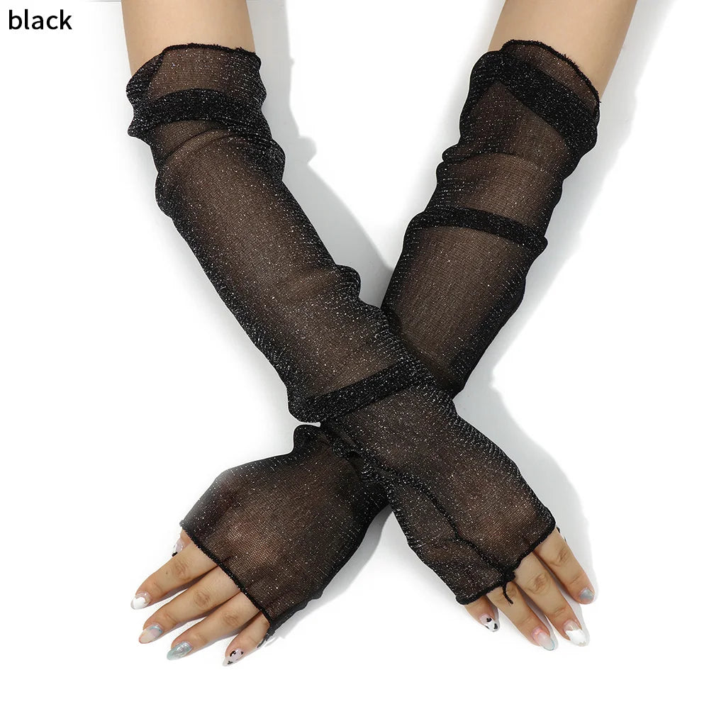 Summer Women Sun Protection Sleeves Mesh Lace Gloves UV Thin Long-Sleeved Bike Breathable Cycling Driving Arm Warmers Sleeves