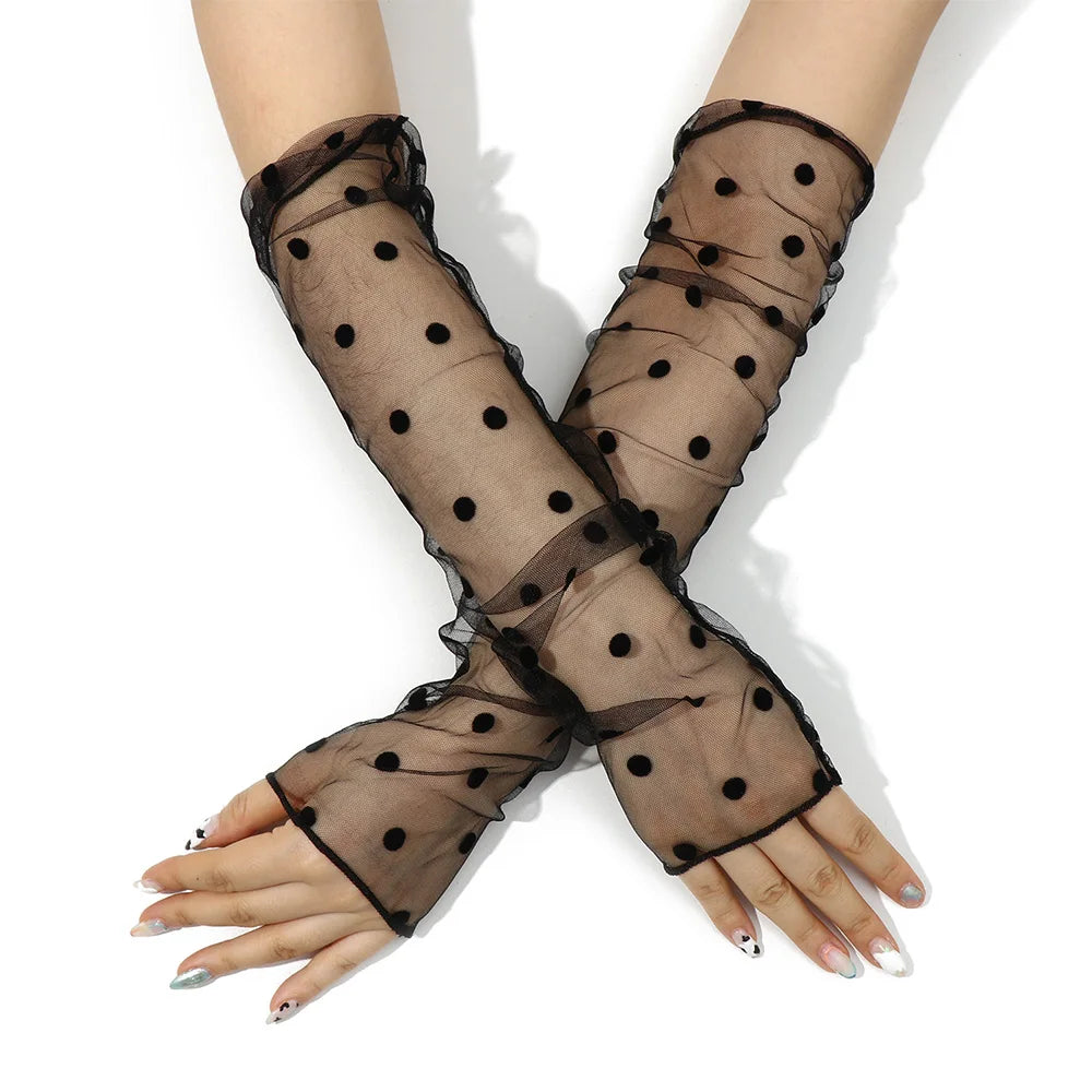 Sommer Damen Sonnenschutz Ärmel Mesh-Spitze Handschuhe UV-dünne langärmelige Fahrrad atmungsaktive Radfahren Fahren Armwärmer Ärmel