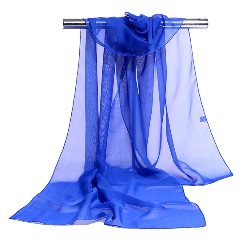 Koreanische Frauen Hochzeit Abendparty Kleid Schal Einfarbig Transparent Chiffon Seidenschal Sommer Strandtuch Sonnenschutz Schal R22