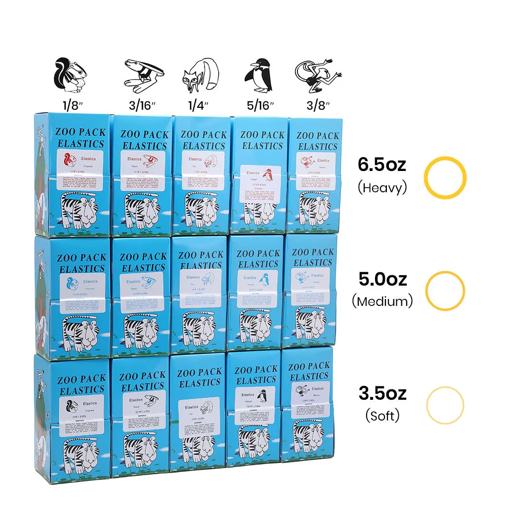 5000 Stück/Box Zahnmedizinische kieferorthopädische Zoo Pack Gummibänder Hochelastische Latex Zahnspangenstärke 3.5/5.0/6.5 OZ