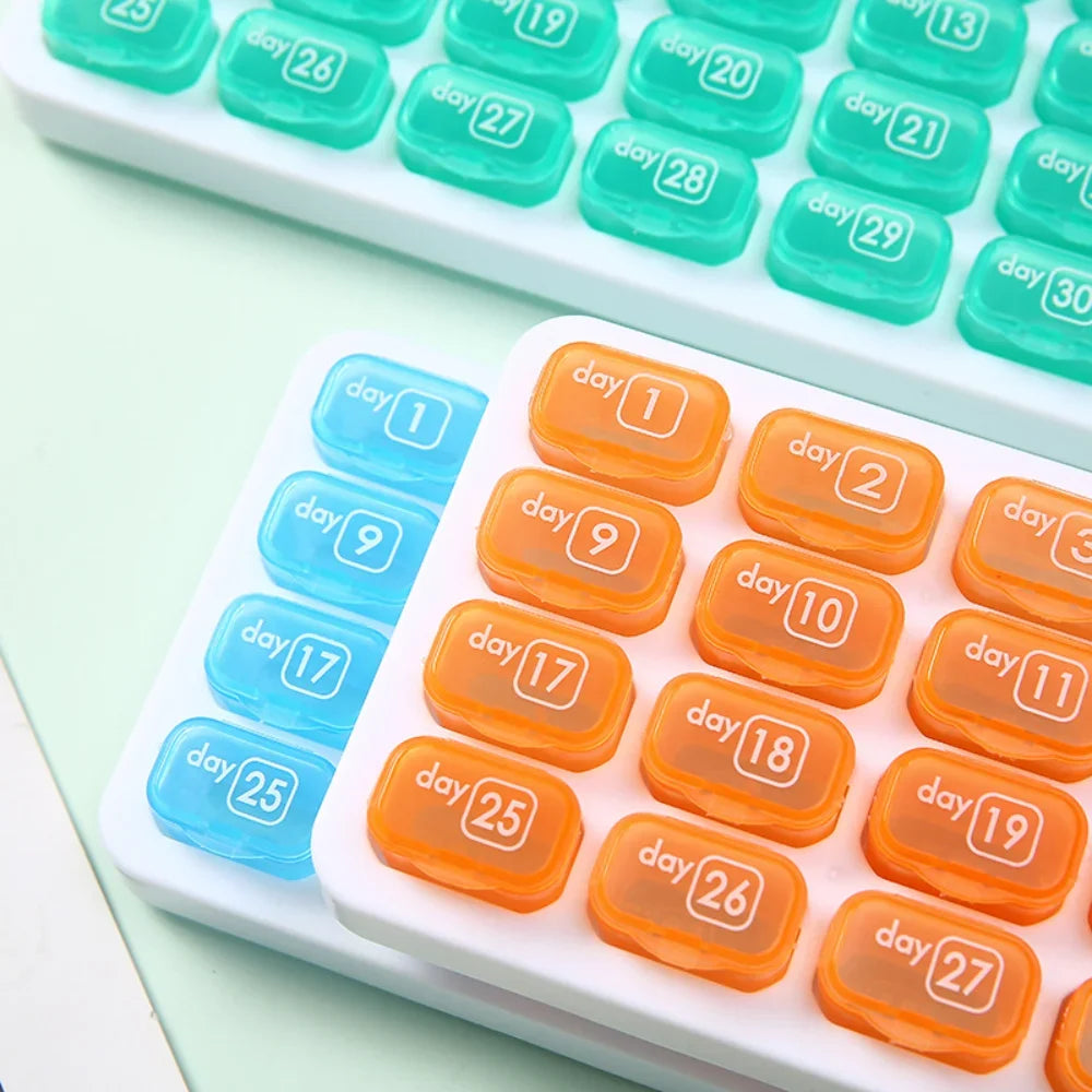 Neuer heißer tragbarer Premium-Pillendosierer für 31 Tage, monatlich, Aufbewahrungsbox, Halter für tägliche Medikamente, Vitamine, Fischöle, Nahrungsergänzungsmittel
