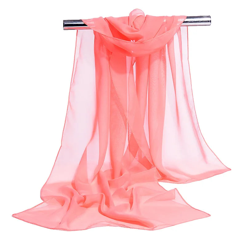 Koreanische Frauen Hochzeit Abendparty Kleid Schal Einfarbig Transparent Chiffon Seidenschal Sommer Strandtuch Sonnenschutz Schal R22