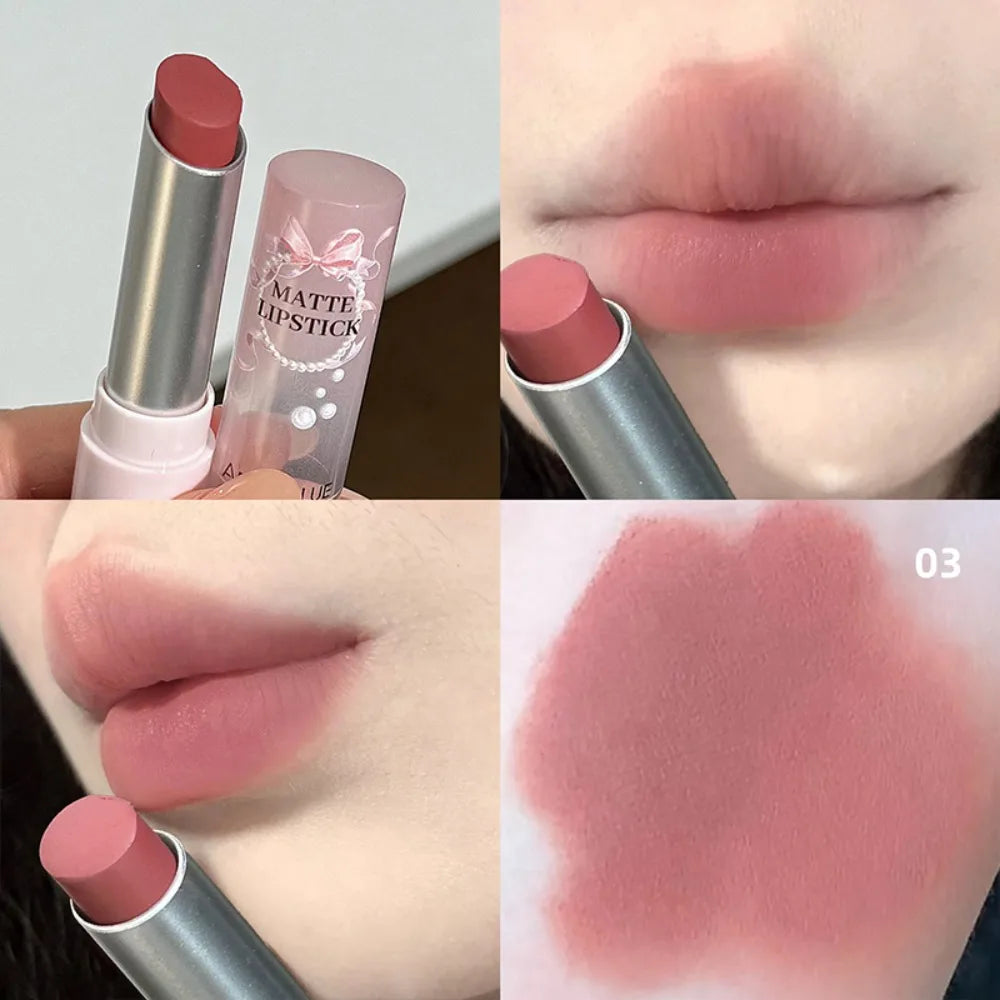 Cement Gray Brown Low Gloss Lipstick Waterproof Sweatproof Not Fade Lip Gloss With Fine Shine Tobacco Pink Lip Stick Makeup