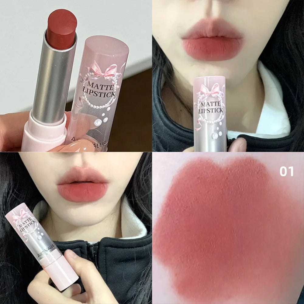 Cement Gray Brown Low Gloss Lipstick Waterproof Sweatproof Not Fade Lip Gloss With Fine Shine Tobacco Pink Lip Stick Makeup