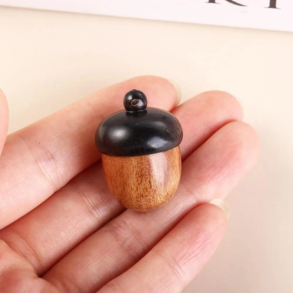 Portable Acorn Shape Outdoor Sandalwood Capsules Organizer Granule Storage Box Travel Pill Case Wooden Pill Box
