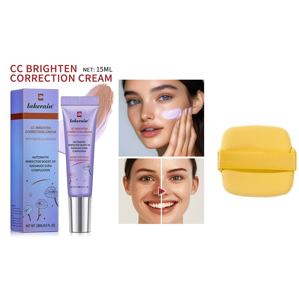 3pcs CC Cream Color Changing Liquid Foundation Centella Korean High Coverage Foundation Foundation Cream for Face Base Makeup