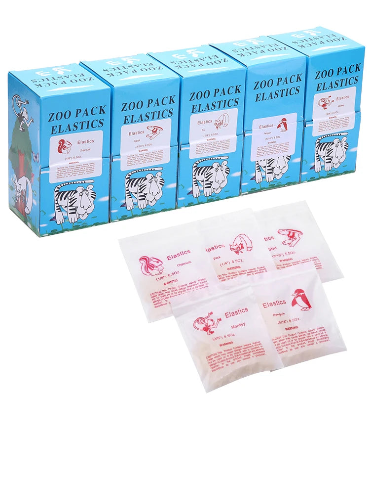5000 Stück/Box Zahnmedizinische kieferorthopädische Zoo Pack Gummibänder Hochelastische Latex Zahnspangenstärke 3.5/5.0/6.5 OZ
