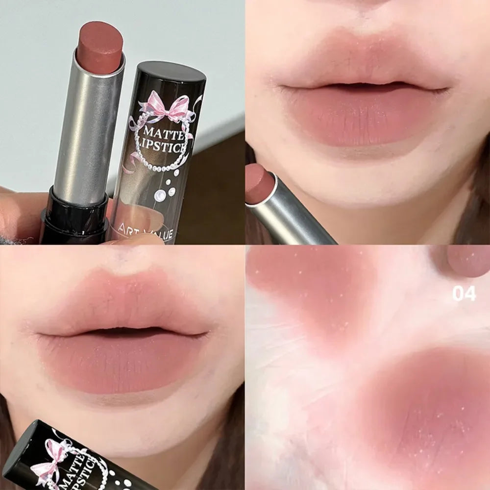 Cement Gray Brown Low Gloss Lipstick Waterproof Sweatproof Not Fade Lip Gloss With Fine Shine Tobacco Pink Lip Stick Makeup