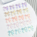 50PCS Random Mixed Auroa Bowknot Nail Charms Fresh Transparent Resin Nail Art Decorations for Manicure DIY Jewelry Accessories