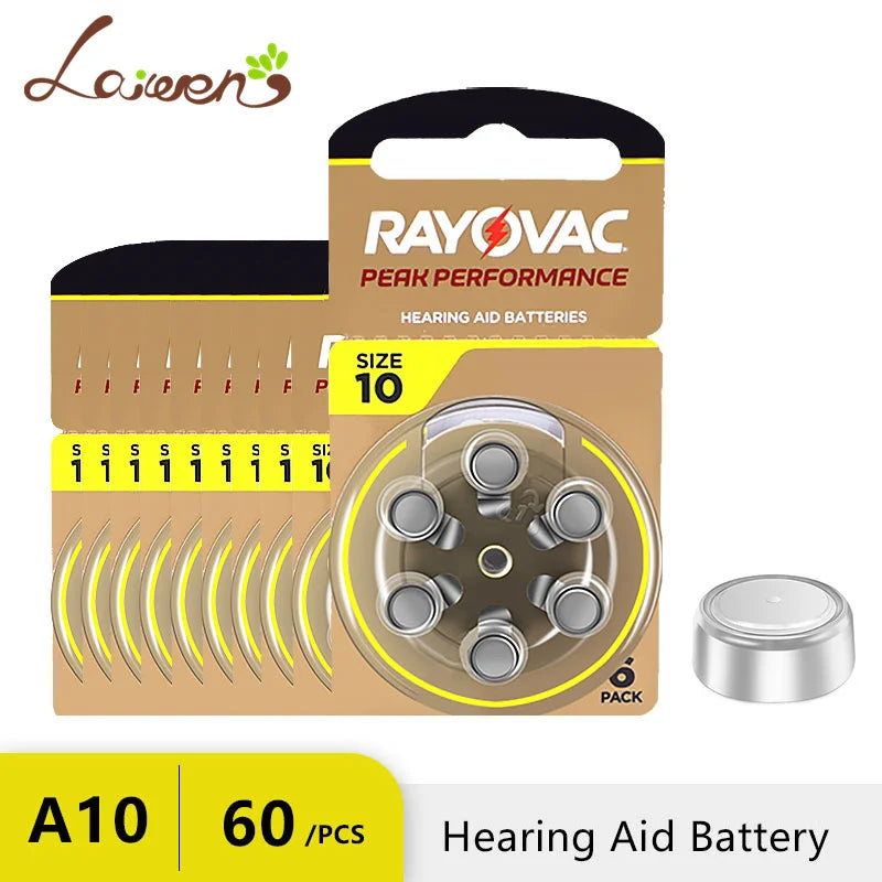 Hörgerätebatterien RAYOVAC EXTRA Zink-Luft 60 Stück Hochleistung A10 10A 10 PR70 Hörgerätebatterie A10 für Hörgeräte