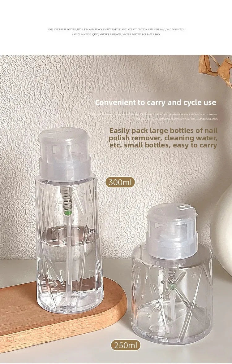 Nachfüllbare Flasche mit verschließbarem Nagelpumpenspender für Nagellack, Maniküre, Reiniger, Make-up-Entferner, Behälter mit Druckpumpe