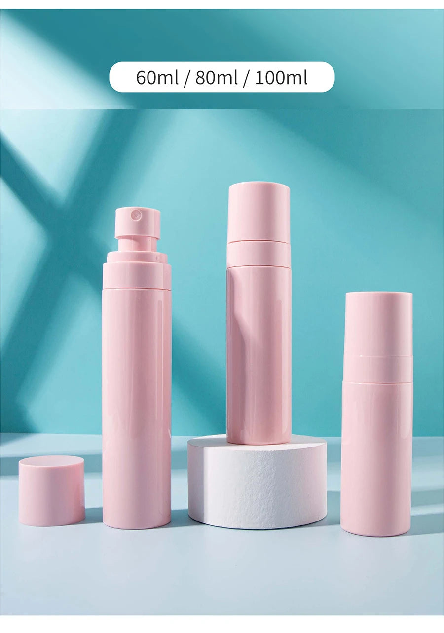 10/20/50/pcs 60ml 80ml 100ml Plastic Spray Bottle Mist Atomiser Sprayer Opaque Pink Perfume Refillable Bottle Container SZ3301