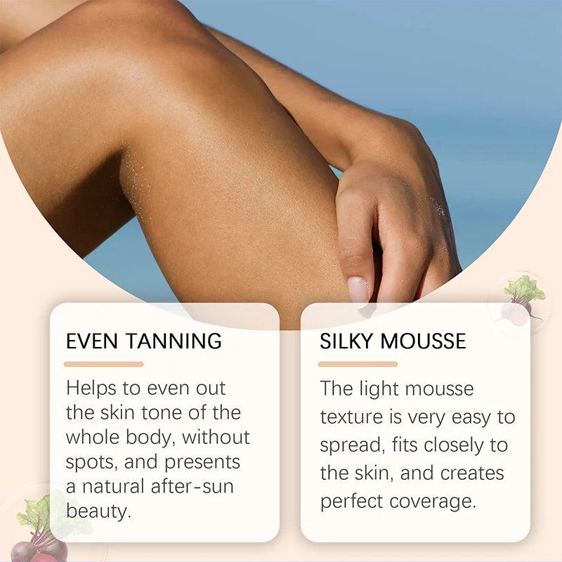 Summer Tanning Body Mousse 100ml Sun-promoting + Moisturizing Bronze Glossy Skin 0 Uv Damage Natural Tanning Wheat Skin Cream