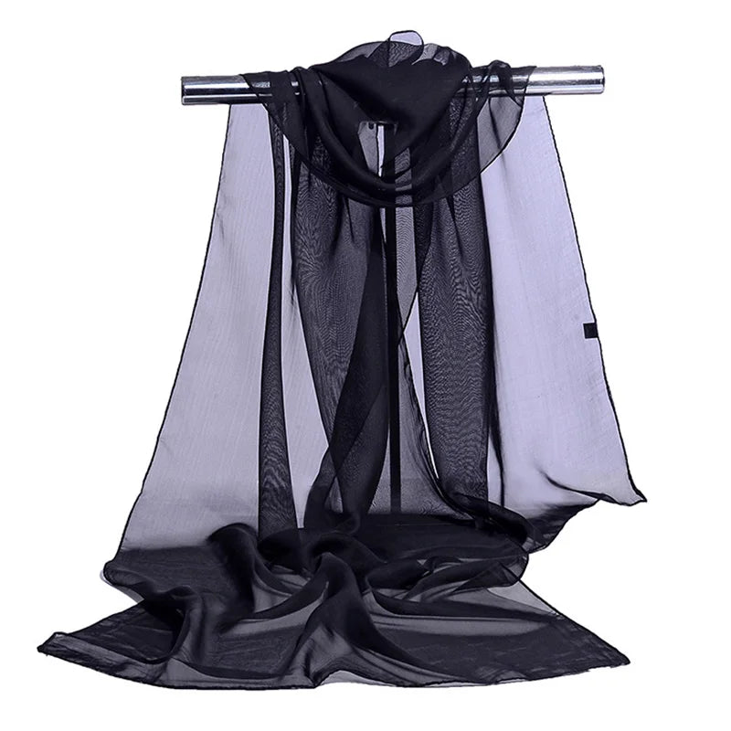 Koreanische Frauen Hochzeit Abendparty Kleid Schal Einfarbig Transparent Chiffon Seidenschal Sommer Strandtuch Sonnenschutz Schal R22