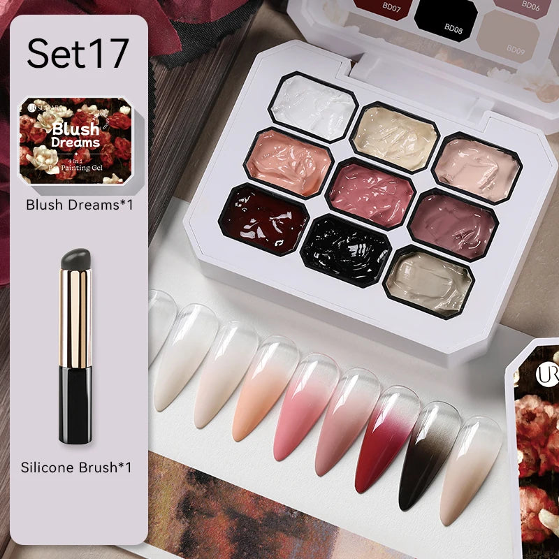 UR SUGAR 2Pcs 9-colors New Popular Color Patting Gel Gradient Color Semi Permanent Painting UV&LED Gel Nail Art Creation Varnish