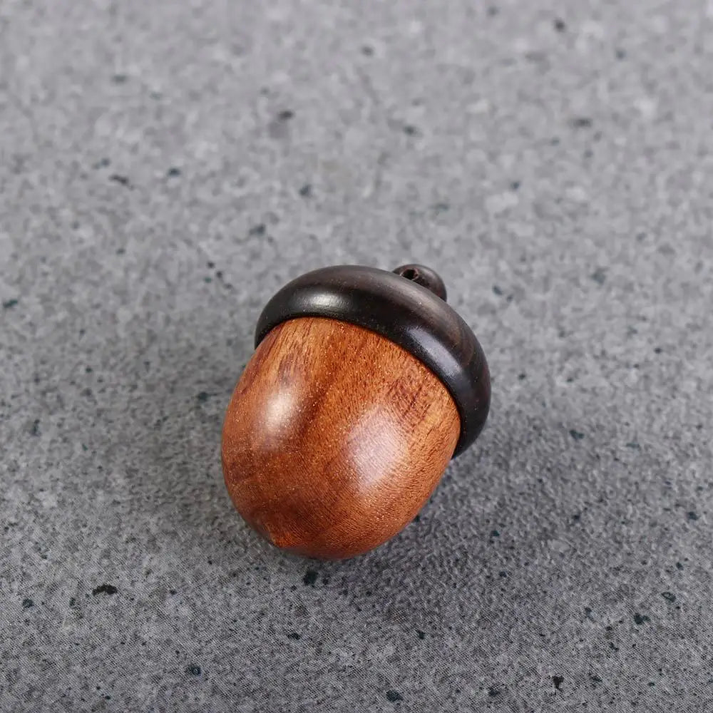 Portable Acorn Shape Outdoor Sandalwood Capsules Organizer Granule Storage Box Travel Pill Case Wooden Pill Box