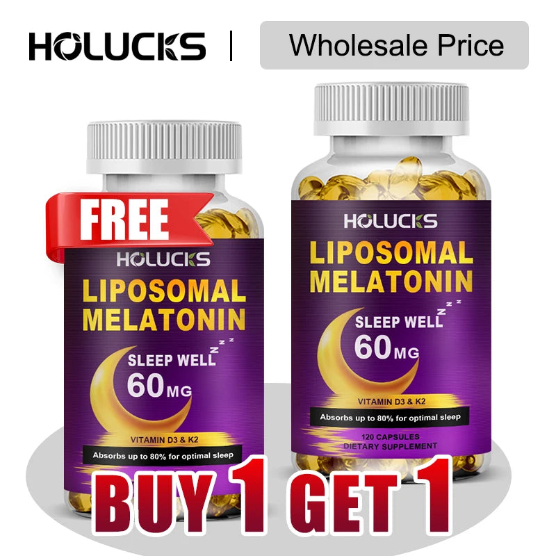 1 kaufen, 1 gratis! Liposomales Melatonin-Ergänzungsmittel, zur Linderung von Schlaflosigkeit und zur Erholung von Jetlag, für schnelles Einschlafen und erholsame Nächte