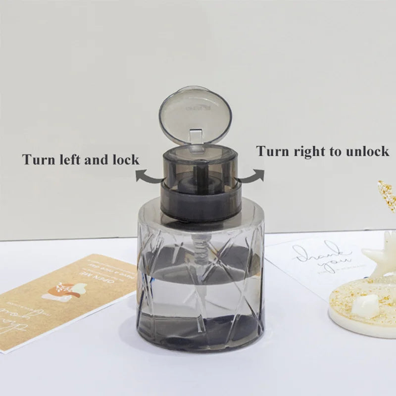 Nachfüllbare Flasche mit verschließbarem Nagelpumpenspender für Nagellack, Maniküre, Reiniger, Make-up-Entferner, Behälter mit Druckpumpe
