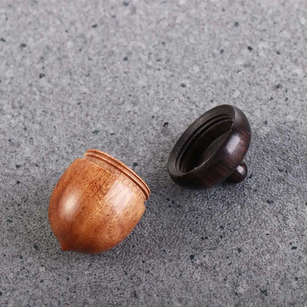 Portable Acorn Shape Outdoor Sandalwood Capsules Organizer Granule Storage Box Travel Pill Case Wooden Pill Box