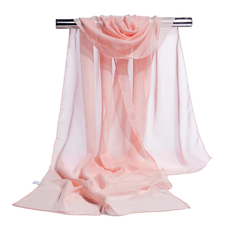 Koreanische Frauen Hochzeit Abendparty Kleid Schal Einfarbig Transparent Chiffon Seidenschal Sommer Strandtuch Sonnenschutz Schal R22