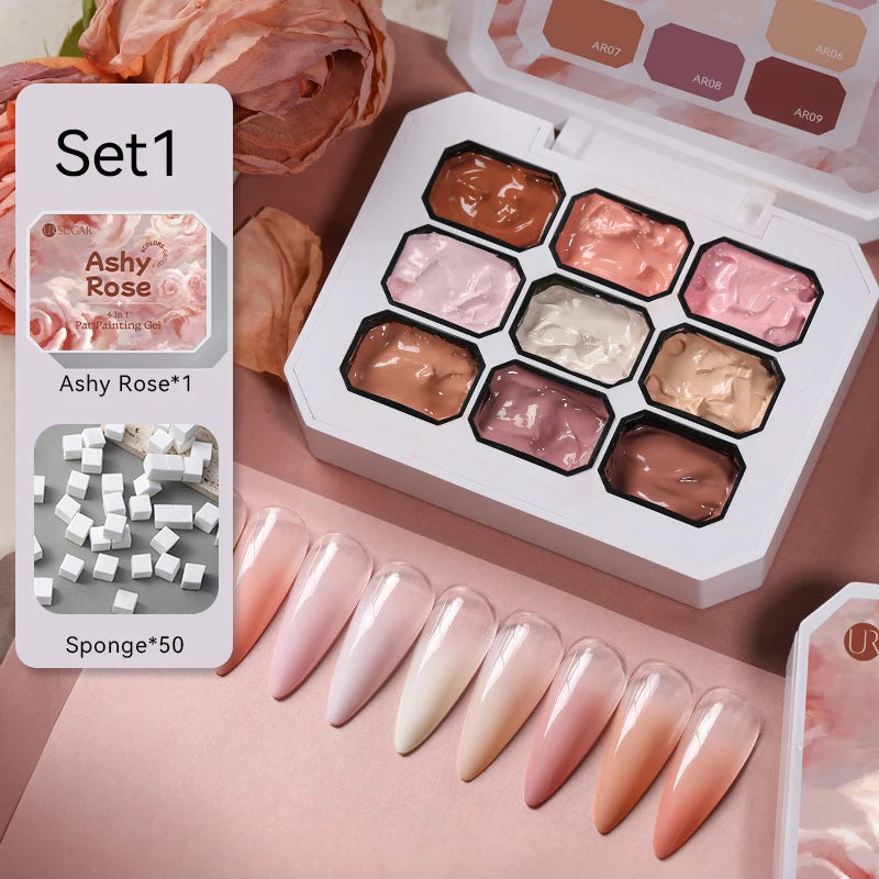 UR SUGAR 2Pcs 9-colors New Popular Color Patting Gel Gradient Color Semi Permanent Painting UV&LED Gel Nail Art Creation Varnish