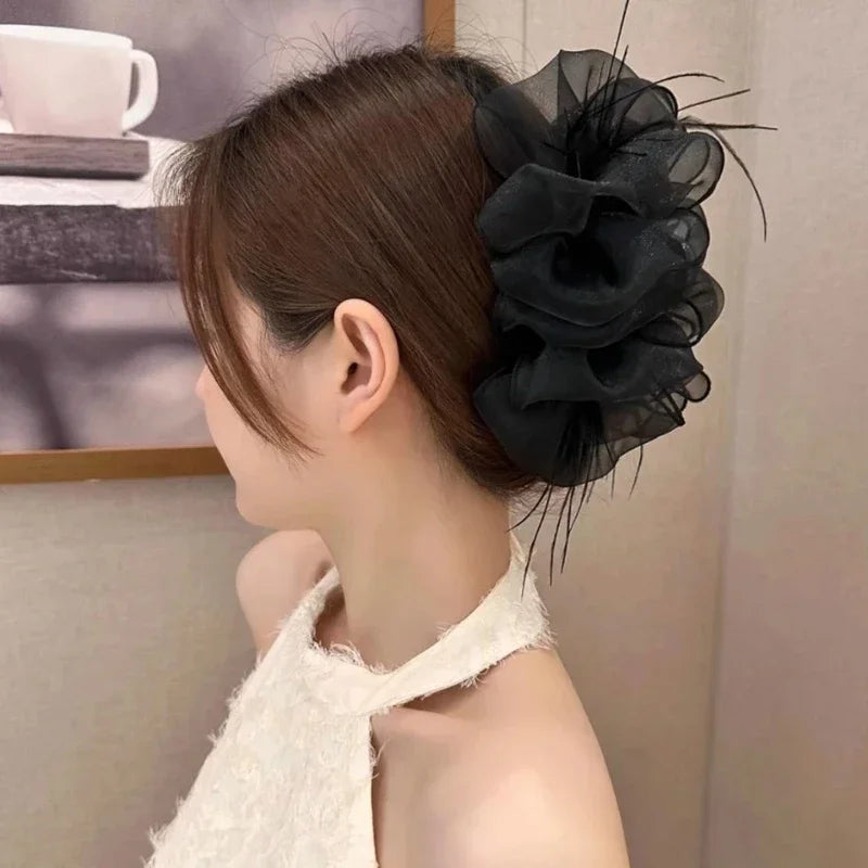 Netzschleife Haarspange Damen Mädchen Süß Elegant Schwarz Große Haarspange Einkaufen Hochzeit Alltag Haarklammern Mode Haarschmuck