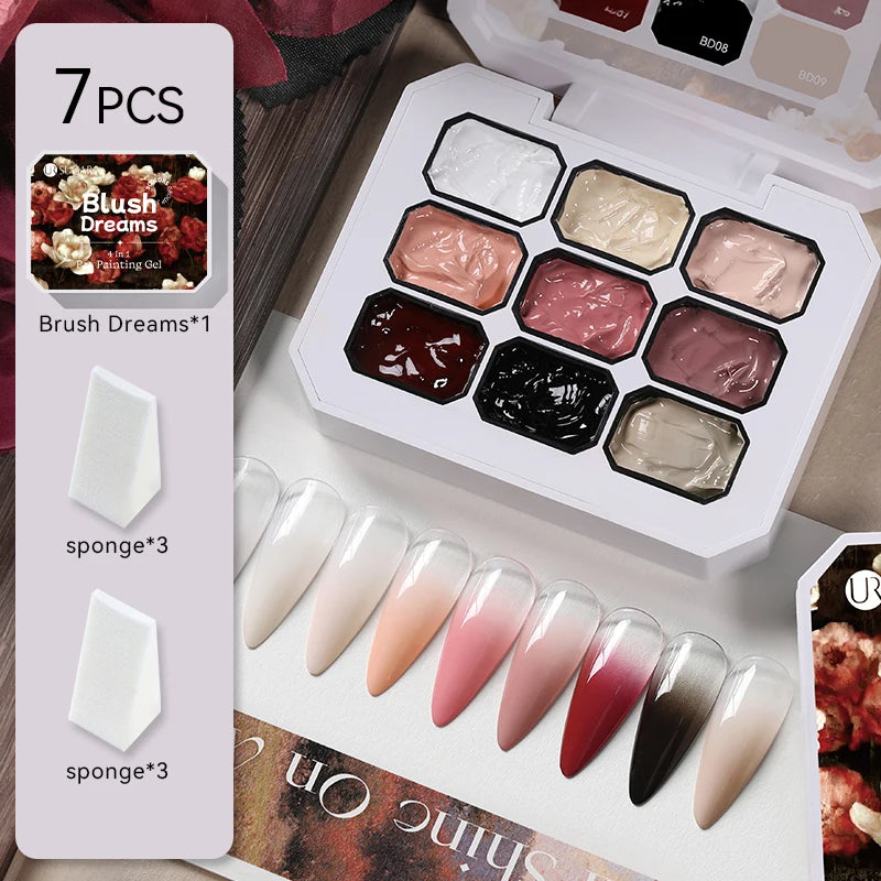 UR SUGAR 2Pcs 9-colors New Popular Color Patting Gel Gradient Color Semi Permanent Painting UV&LED Gel Nail Art Creation Varnish