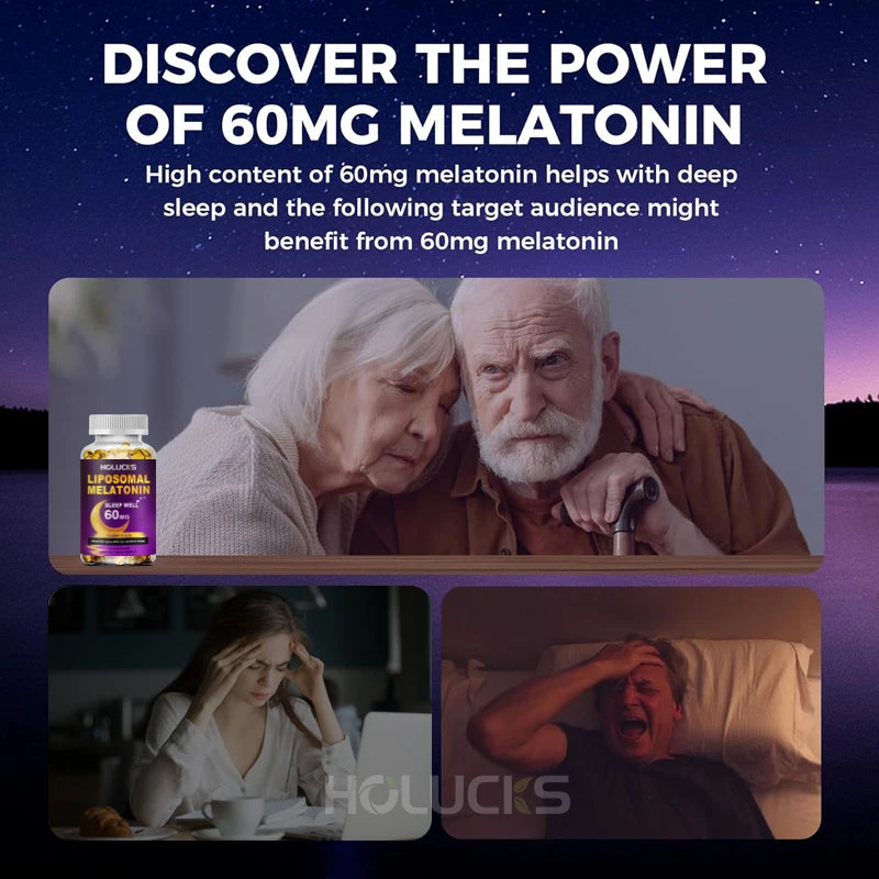 1 kaufen, 1 gratis! Liposomales Melatonin-Ergänzungsmittel, zur Linderung von Schlaflosigkeit und zur Erholung von Jetlag, für schnelles Einschlafen und erholsame Nächte