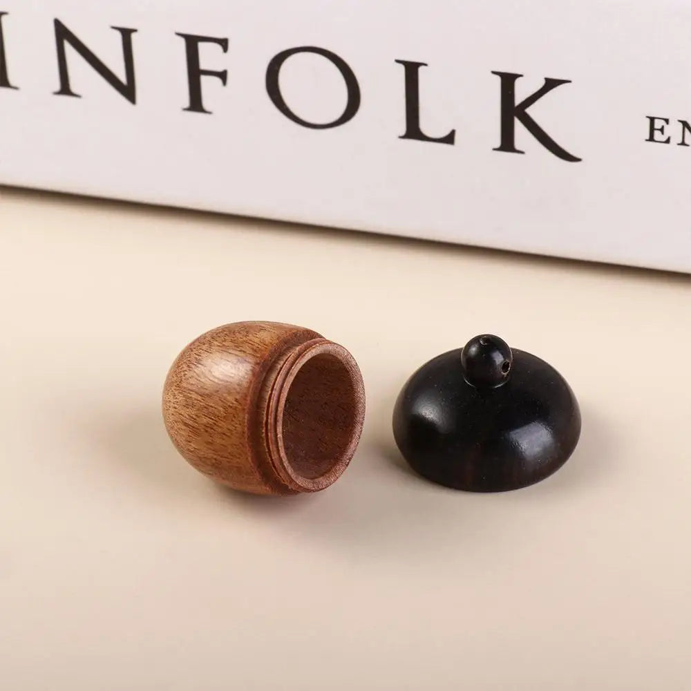 Portable Acorn Shape Outdoor Sandalwood Capsules Organizer Granule Storage Box Travel Pill Case Wooden Pill Box