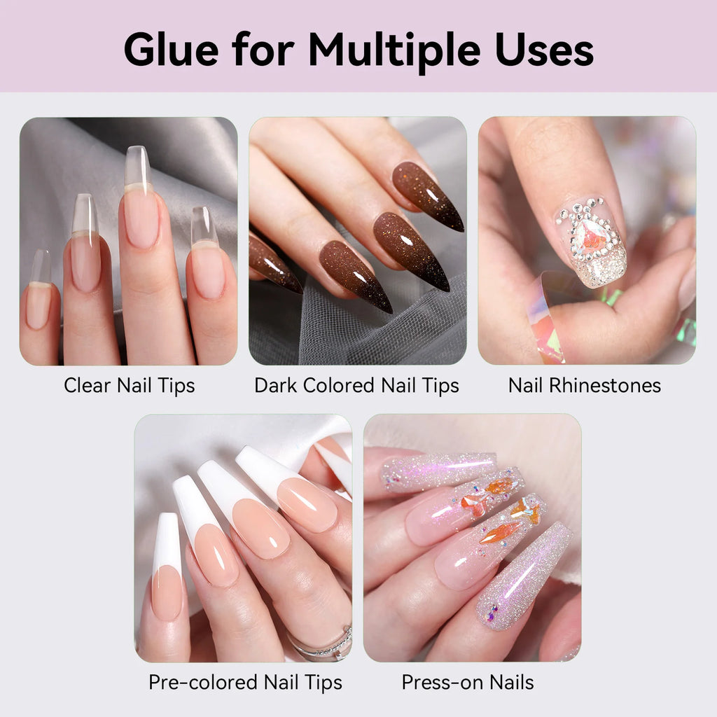 BORN PRETTY 20ml Nail Glue Remover Easily Removes with 7ml Nail Tips Glue For False Nails Odorless Fast Air Dry Acrylic Nails