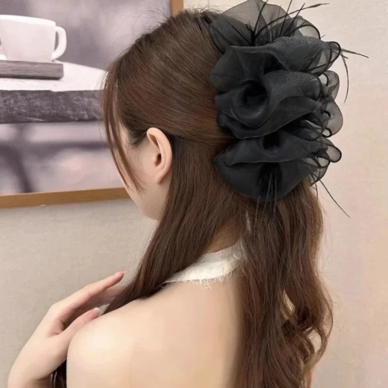 Netzschleife Haarspange Damen Mädchen Süß Elegant Schwarz Große Haarspange Einkaufen Hochzeit Alltag Haarklammern Mode Haarschmuck