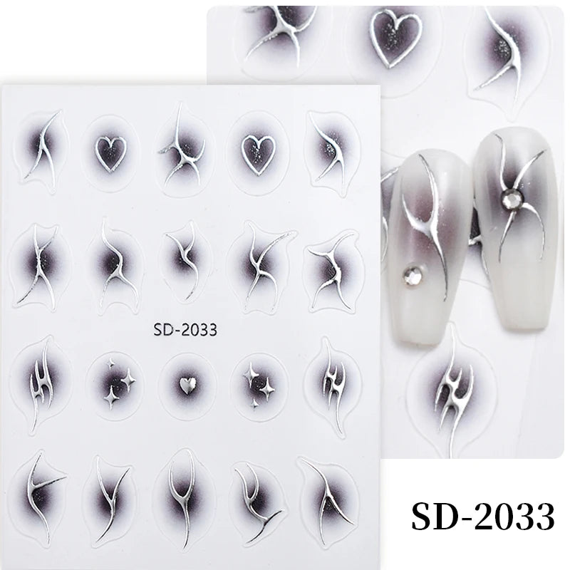 3D Nail Sticker Bowknot Long Silk Ribbon Flower Self-Adhesive Sliders Nail Art Decoration Decals DIY Manicure Accesories New