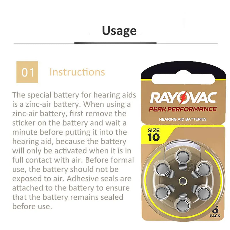 Hörgerätebatterien RAYOVAC EXTRA Zink-Luft 60 Stück Hochleistung A10 10A 10 PR70 Hörgerätebatterie A10 für Hörgeräte