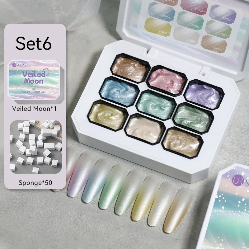 UR SUGAR 2Pcs 9-colors New Popular Color Patting Gel Gradient Color Semi Permanent Painting UV&LED Gel Nail Art Creation Varnish