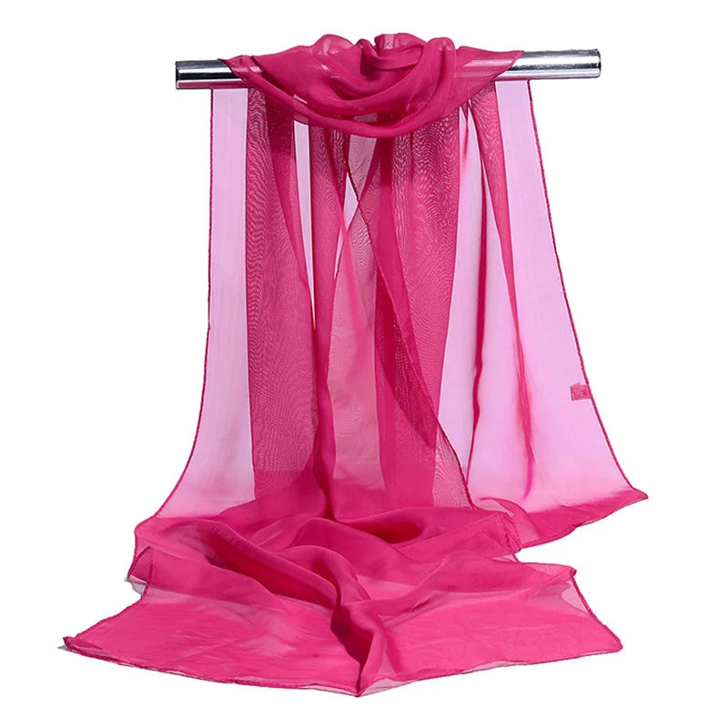 Koreanische Frauen Hochzeit Abendparty Kleid Schal Einfarbig Transparent Chiffon Seidenschal Sommer Strandtuch Sonnenschutz Schal R22