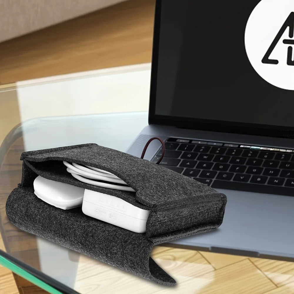 Portable Felt Storage Bag Outdoor Travel Digital Cable Electronics Accessories Organizer Charge Earphone Makeup Storage Pouches