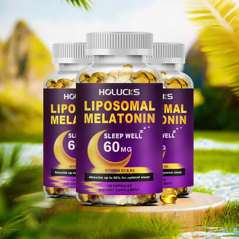 1 kaufen, 1 gratis! Liposomales Melatonin-Ergänzungsmittel, zur Linderung von Schlaflosigkeit und zur Erholung von Jetlag, für schnelles Einschlafen und erholsame Nächte