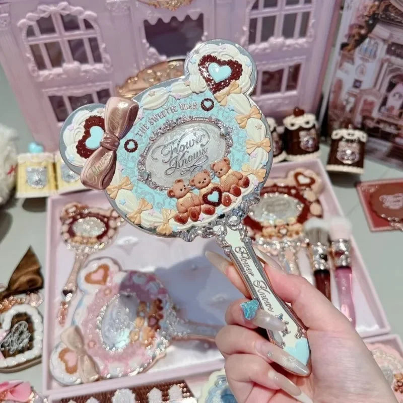 Flower Knows Butterfly Cloud Collar Collection Cosmetic Mirror Hand Holding Mirror Exquisite Relief Makeup Tools Mermaid Mirror