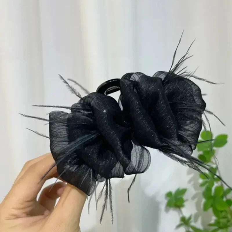 Netzschleife Haarspange Damen Mädchen Süß Elegant Schwarz Große Haarspange Einkaufen Hochzeit Alltag Haarklammern Mode Haarschmuck