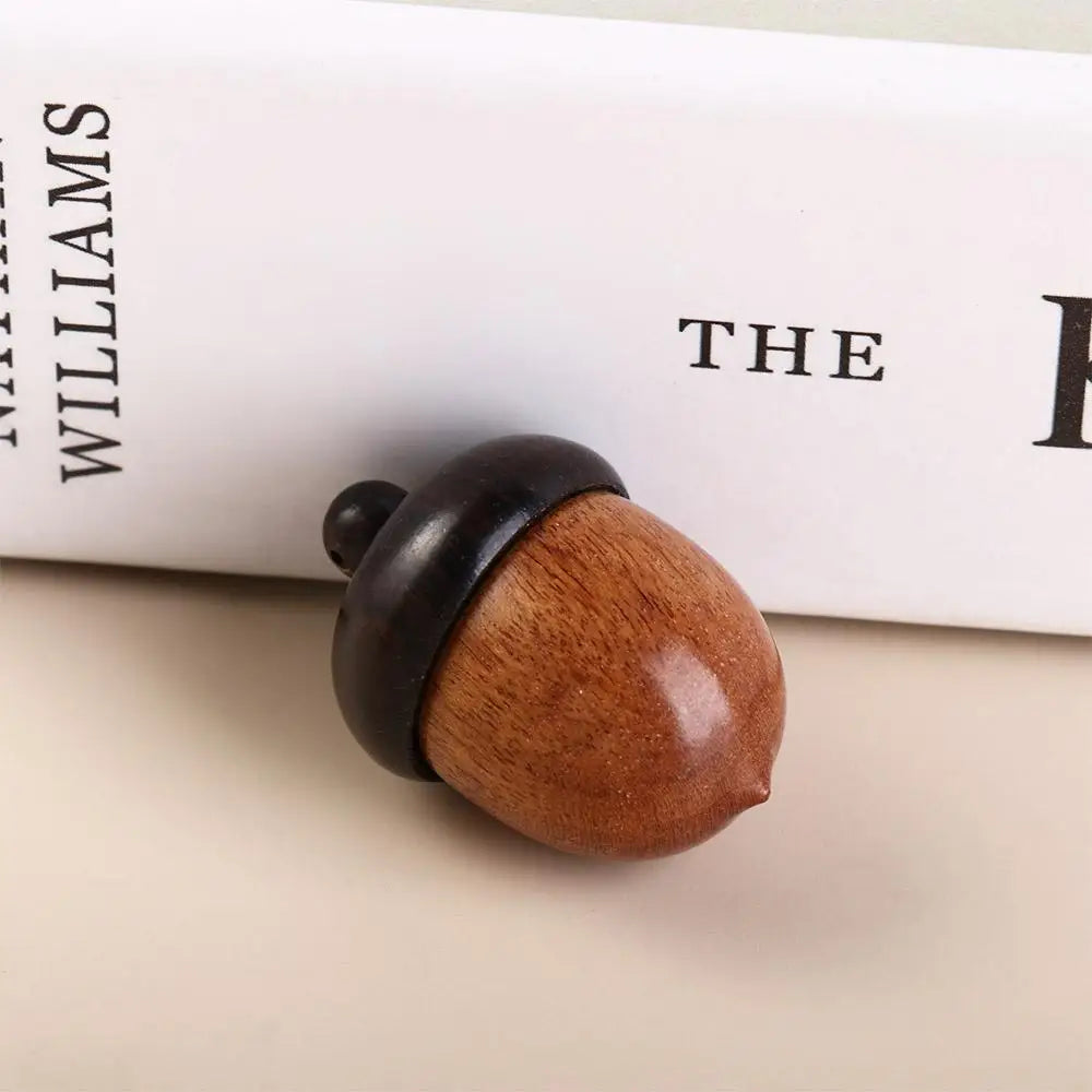 Portable Acorn Shape Outdoor Sandalwood Capsules Organizer Granule Storage Box Travel Pill Case Wooden Pill Box