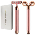 24KGlod Electric Face Massager 3D Roller 2 in 1 Face Pulse T Massager Kit Arm Eye Nose Massager Skin Care Tools