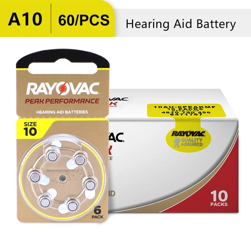 Hörgerätebatterien RAYOVAC EXTRA Zink-Luft 60 Stück Hochleistung A10 10A 10 PR70 Hörgerätebatterie A10 für Hörgeräte