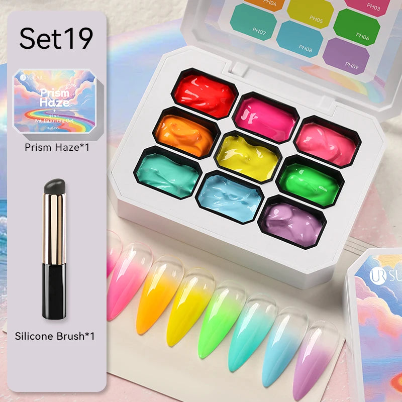 UR SUGAR 2Pcs 9-colors New Popular Color Patting Gel Gradient Color Semi Permanent Painting UV&LED Gel Nail Art Creation Varnish
