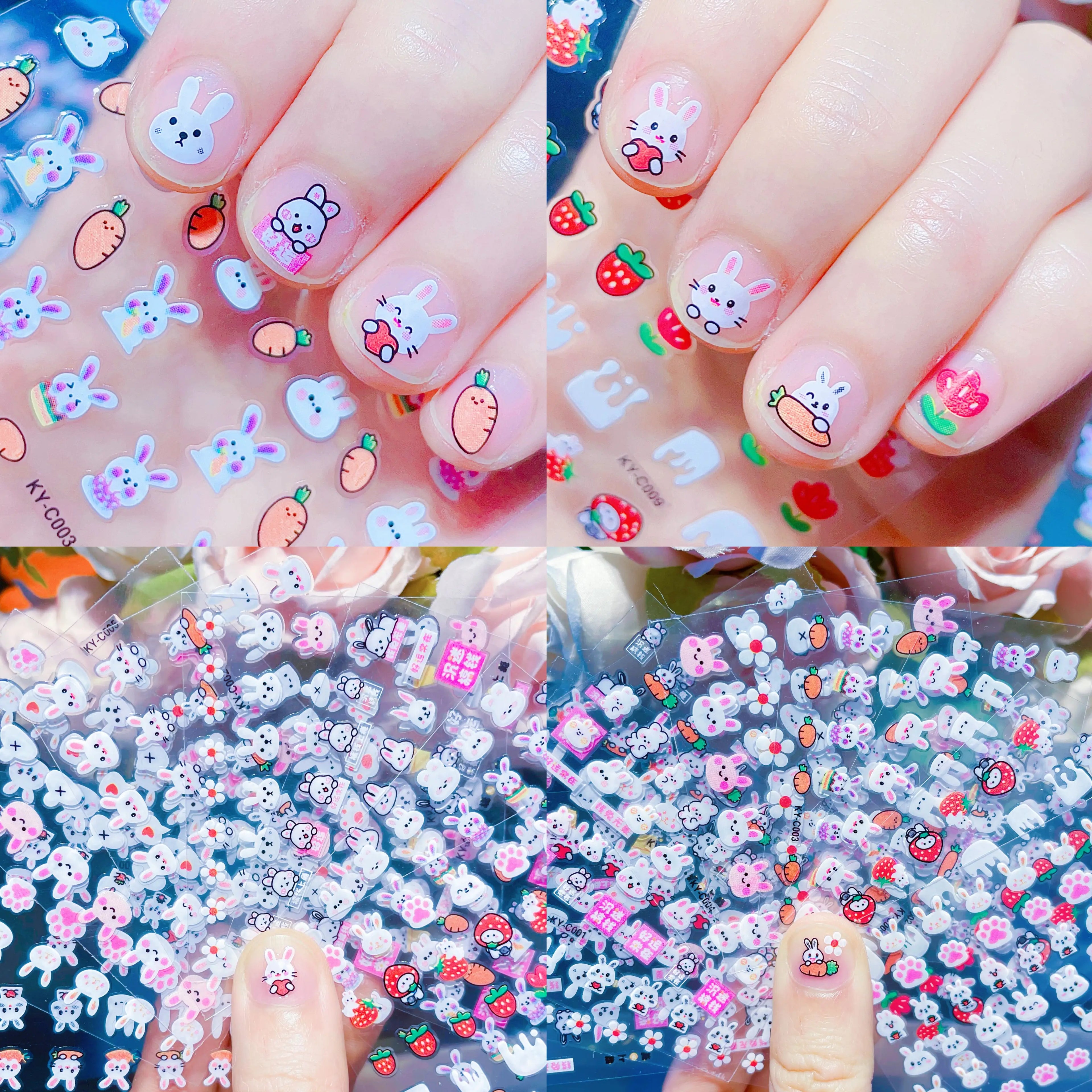 30pcs/Set Colorful Flower Nail Stickers Japanese-Korean Small Fresh Blossom Manicure Applique for Children&Girls Net Red Decals*