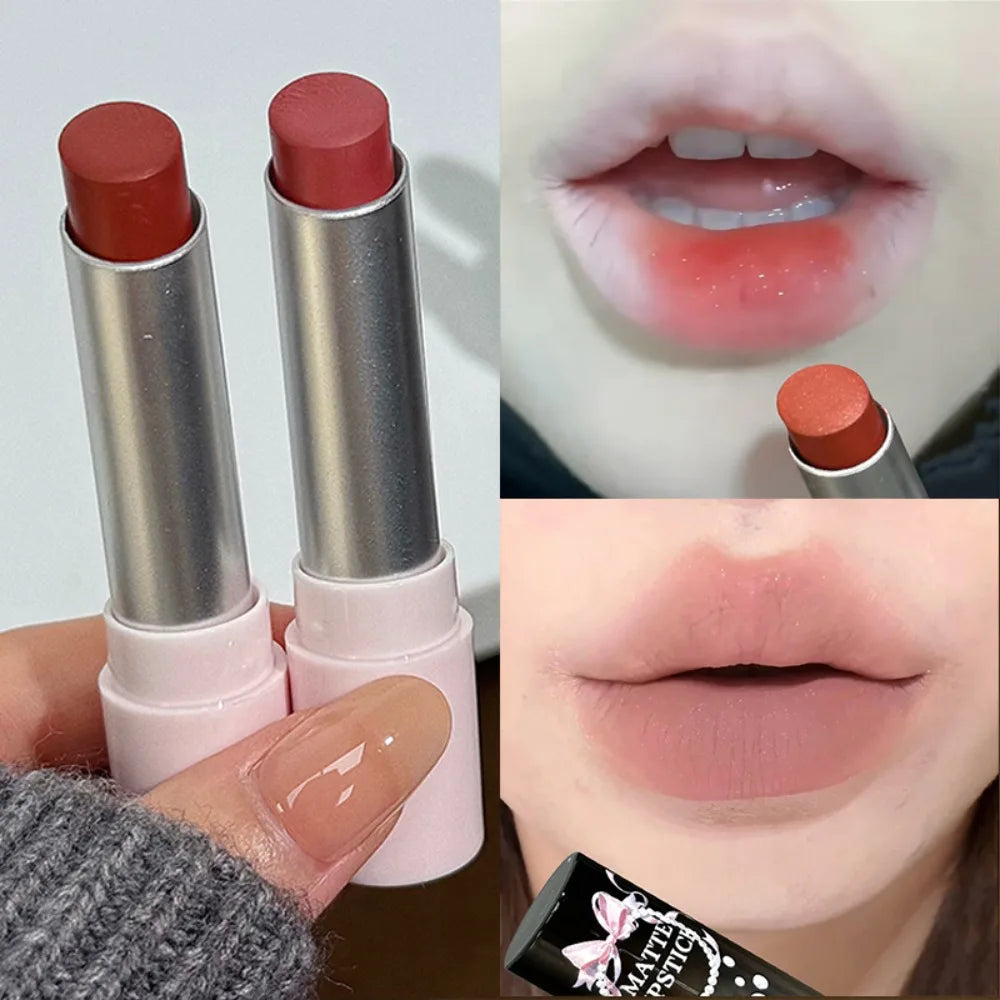 Cement Gray Brown Low Gloss Lipstick Waterproof Sweatproof Not Fade Lip Gloss With Fine Shine Tobacco Pink Lip Stick Makeup