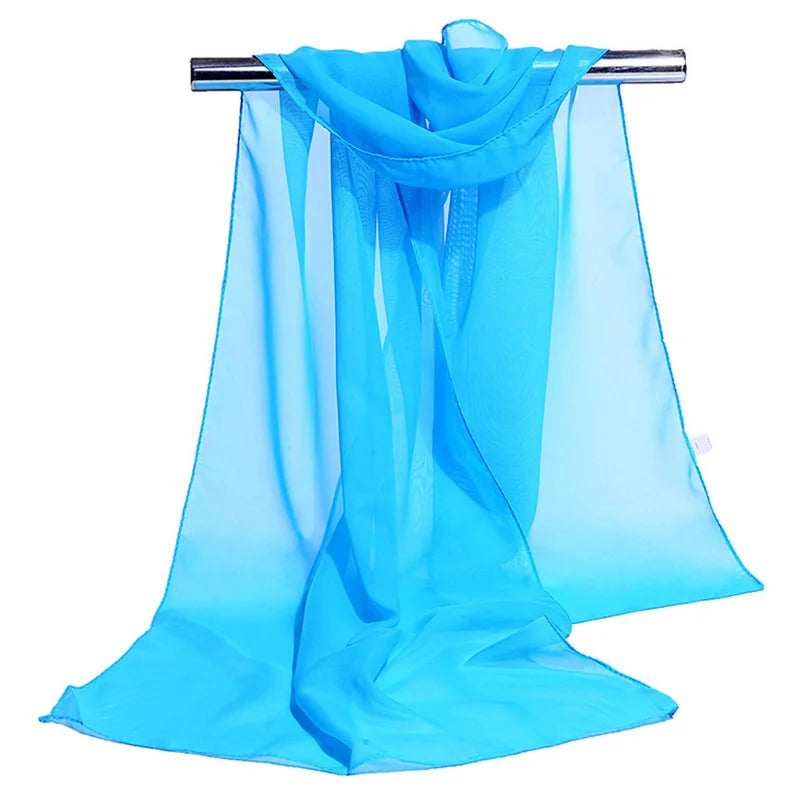 Koreanische Frauen Hochzeit Abendparty Kleid Schal Einfarbig Transparent Chiffon Seidenschal Sommer Strandtuch Sonnenschutz Schal R22