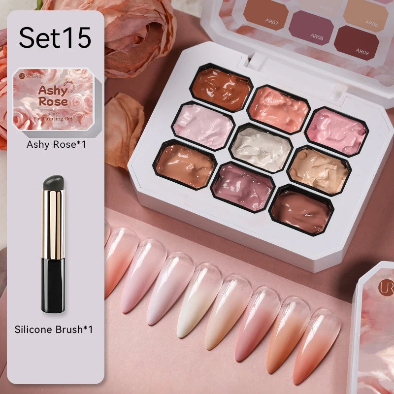 UR SUGAR 2Pcs 9-colors New Popular Color Patting Gel Gradient Color Semi Permanent Painting UV&LED Gel Nail Art Creation Varnish