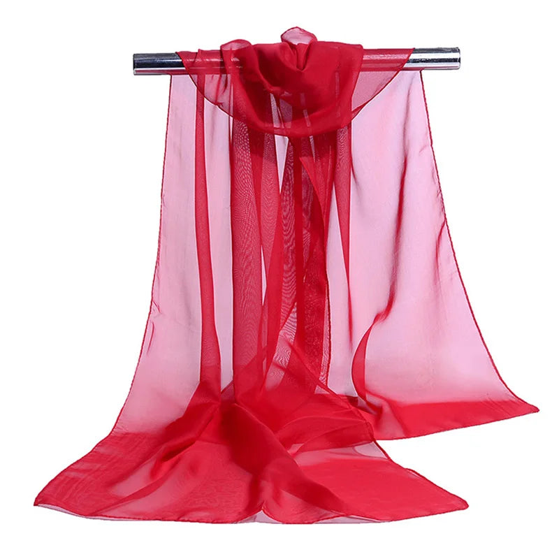 Koreanische Frauen Hochzeit Abendparty Kleid Schal Einfarbig Transparent Chiffon Seidenschal Sommer Strandtuch Sonnenschutz Schal R22