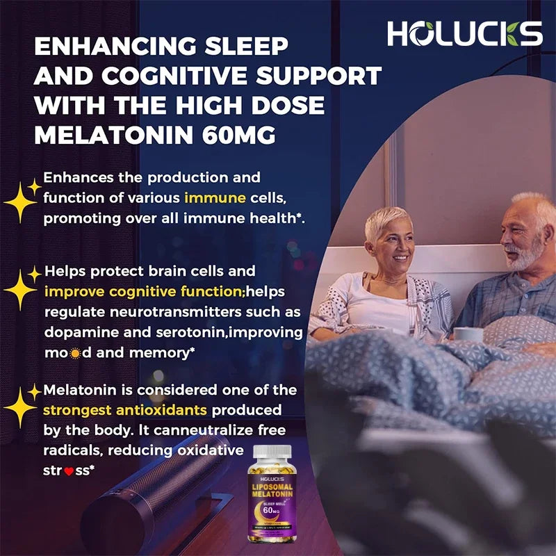 1 kaufen, 1 gratis! Liposomales Melatonin-Ergänzungsmittel, zur Linderung von Schlaflosigkeit und zur Erholung von Jetlag, für schnelles Einschlafen und erholsame Nächte