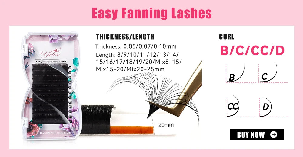Yelix 2D Y-Form Wimpernverlängerung Handgewebt Premium B C D L M Natürliche Einzelspitze Wimpern Zubehör Make-up Mesh-Netz Cross Lash